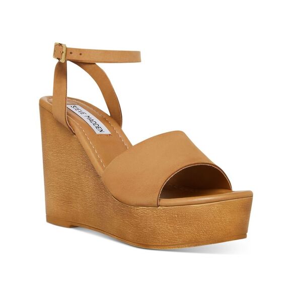 STEVE MADDEN Shoes - STEVE MADDEN Womens Beige 1-1/2" Platform Welsh Wedge Heeled Sandal 8.5 M